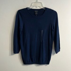 Ann Taylor navy blue three quarter length sleeve sweater size S NWT